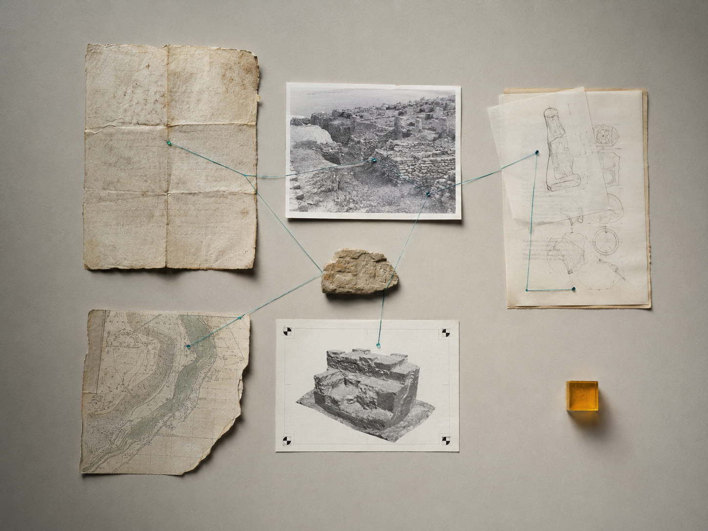 Field record, photograph, site plan and 3D record connected within the evidence registry.